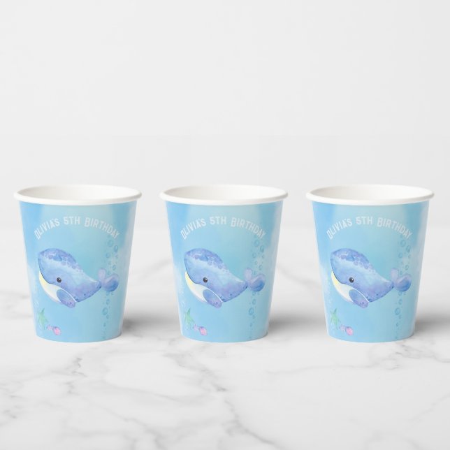 Whale Tastic Blue Birthday Pappbecher (Multi)