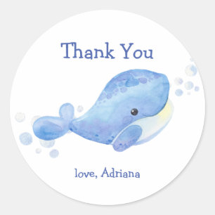 Whale Tastic Blue Birthday Runder Aufkleber