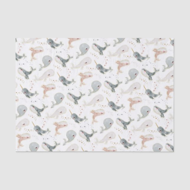 Whale Theme Party Gender Neutral Table Decorations Seidenpapier (Vorderseite)