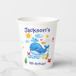 Whale Theme Summer Kids Birthday Party Pappbecher