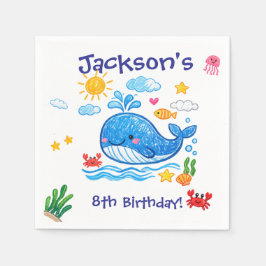 Whale Theme Summer Kids Birthday Party Serviette