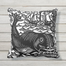 Whale Throw Kissen von Raoul Dufy Woodcut