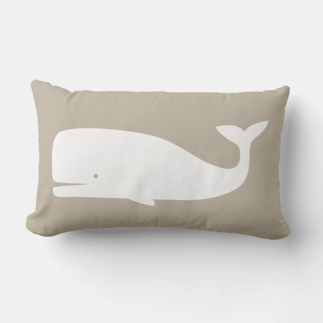 Whale Throw Pillow – Beige &White Nautical Nursery Lendenkissen (Vorderseite)