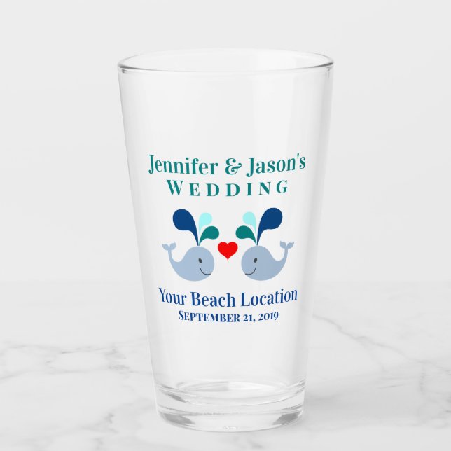 Whale Tropical Beach Zielpunkt Hochzeit Glas (Vorderseite)