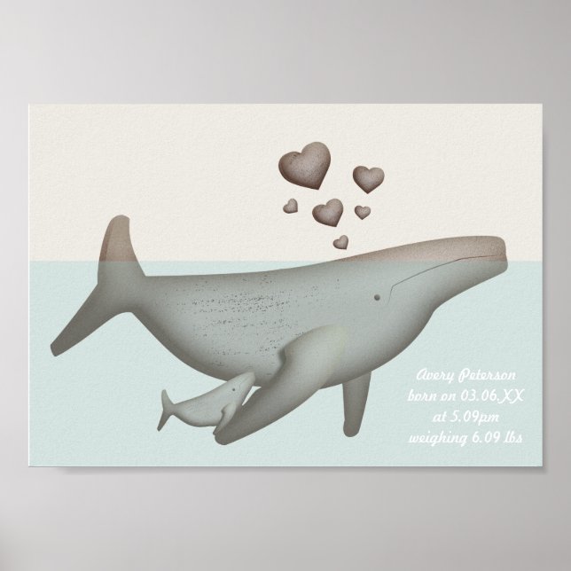 Whale und Baby-Kinderzimmer Poster (Vorne)
