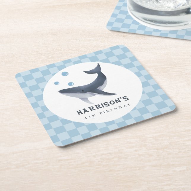 Whale Under The Sea Ocean Thank You Favor Rechteckiger Pappuntersetzer (angewinkelt)