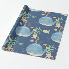 Whale Undersea World Baby Shower Pattern Geschenkpapier