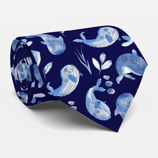 Whale Underwater Life Necktie Krawatte (Gerollt)