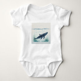 Whale Underwater White Hoodie Baby Strampler