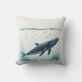 Whale Underwater White Hoodie Kissen