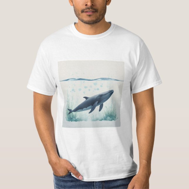 Whale Underwater White Hoodie T-Shirt