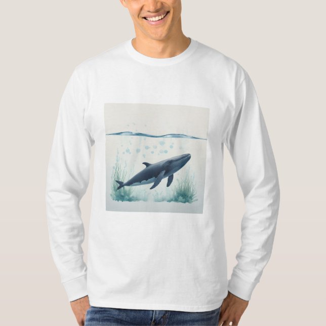 Whale Underwater White Hoodie T-Shirt (Vorderseite)