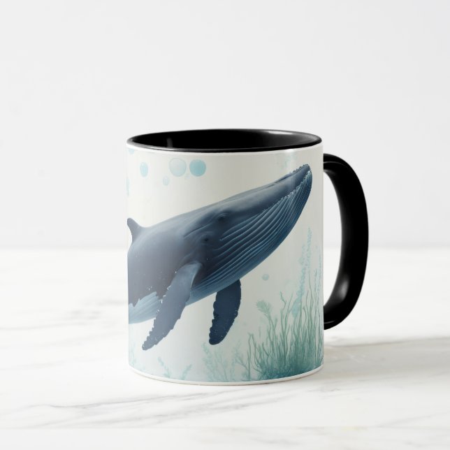 Whale Underwater White Hoodie Tasse (VorderseiteRechts)
