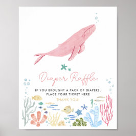 Whale unter dem Baby-Dusche Windeln Raffle-Zeichen Poster