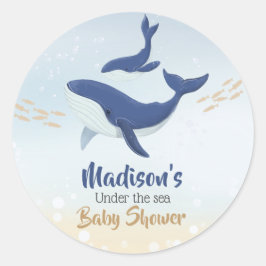 Whale unter der Sea Baby Shower Classic Round Sti Runder Aufkleber