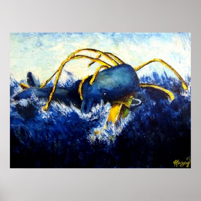 Whale Vs Kolossal Tintenfisch Original Künstlerin  Poster (Vorne)