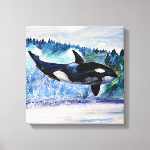 Whale Watercolor Art Leinwanddruck