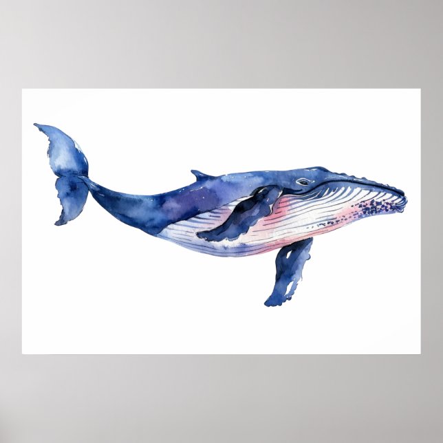 Whale Watercolor Poster (Vorne)