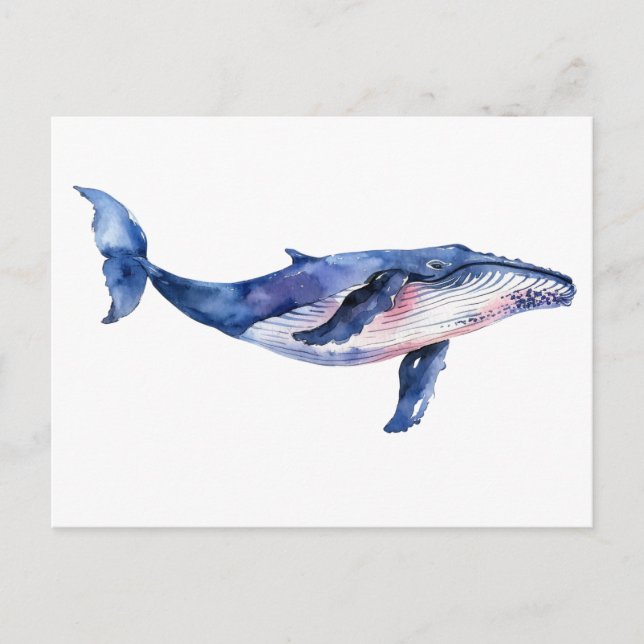 Whale Watercolor Postkarte (Vorderseite)