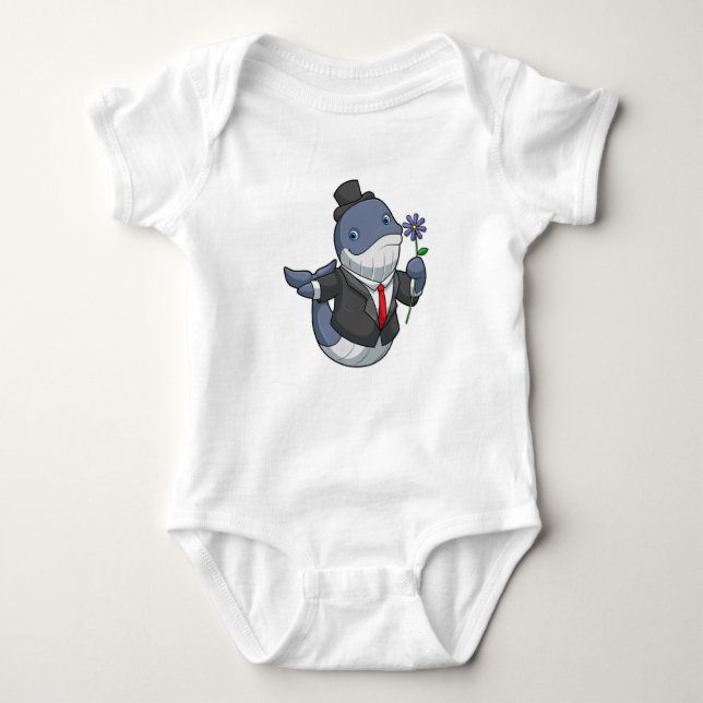 Whale Wedding Groom Blume Baby Strampler (Vorderseite)