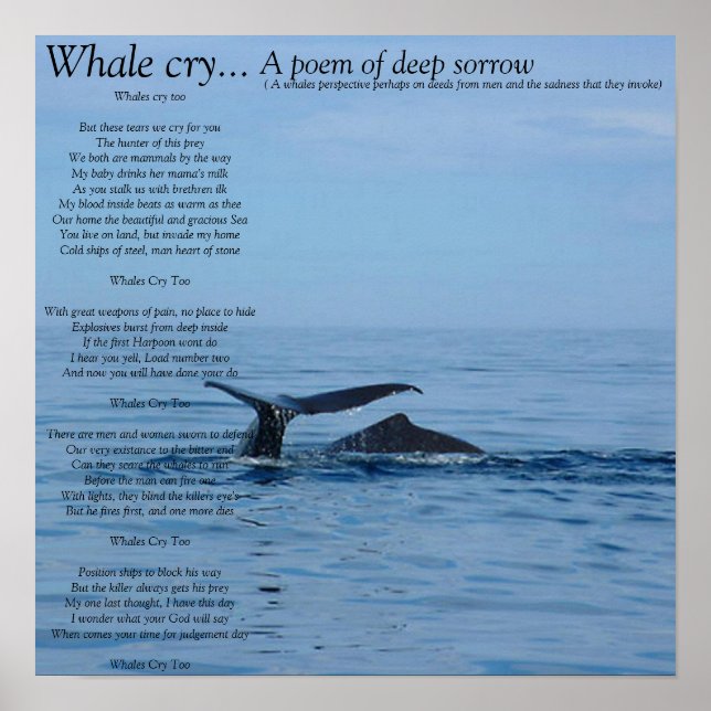 Whale weinen... Ein Gedicht von tiefer Trauer... Poster (Vorne)