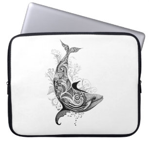 Whale Wild Animal Nature Illustration Art Tattoo Laptopschutzhülle
