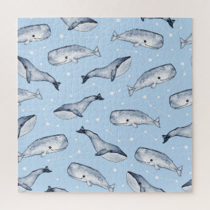Whale Wonderings: Watercolor Starry Sky Puzzle