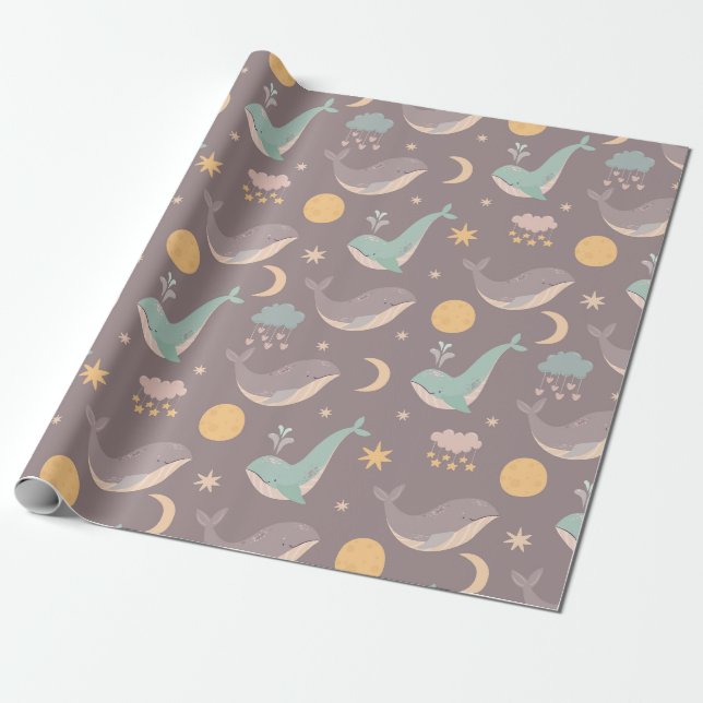 Whale Wrapping Paper Geschenkpapier (Ungerollt)