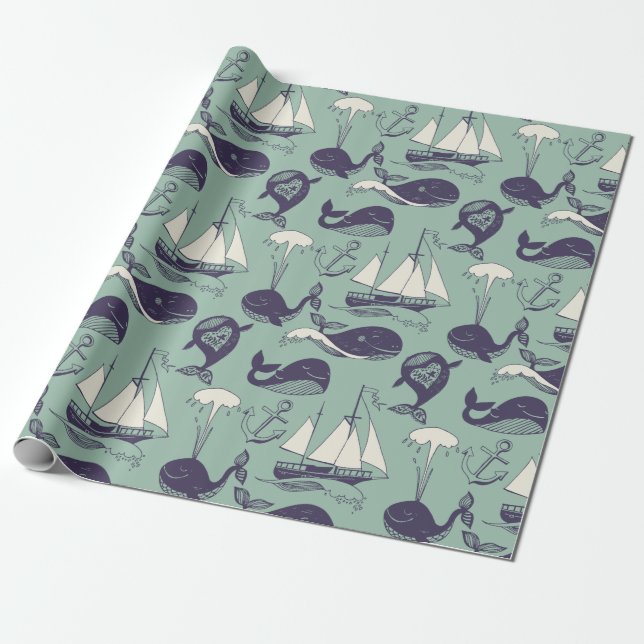 Whale Wrapping Paper Geschenkpapier (Ungerollt)