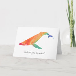 Whale you be mine Valentine's Day Wasserfarbe Feiertagskarte