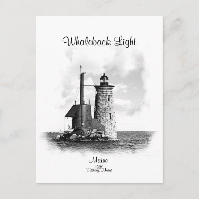 Whaleback Light - Maine Postkarte (Vorderseite)