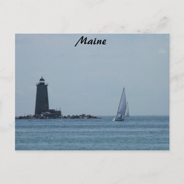 Whaleback Light und Sailboat Postkarte (Vorderseite)