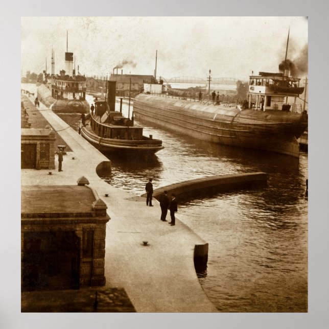 Whalebacks in den Sooklappen, Sault Ste. Marie, MI Poster (Vorne)