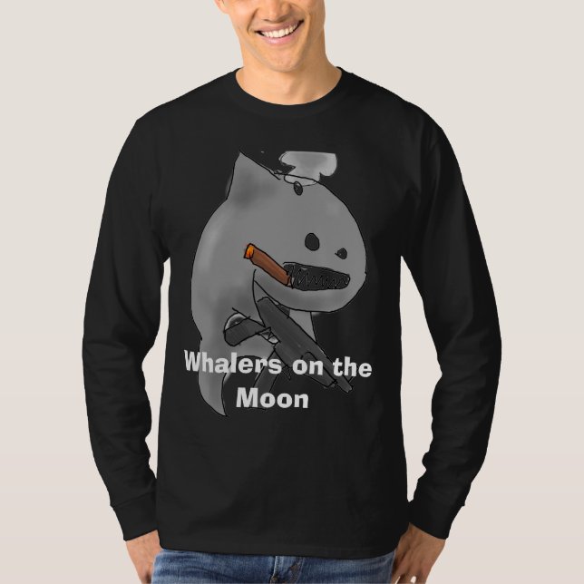 Whalers auf dem langen schwarzen T - Shirt des (Vorderseite)