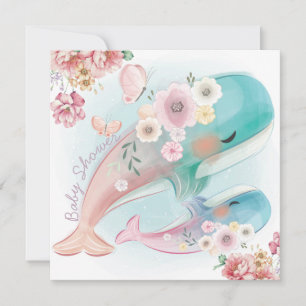 Whales Baby Shower Einladung