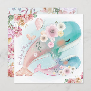 Whales Babydusche Einladung