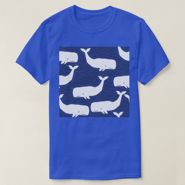 Whales Blau und Weiße Wale T-Shirt (Design vorne)