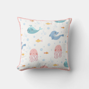 Whales Delphine Quallen Pink Ocean Sea Fish Kissen