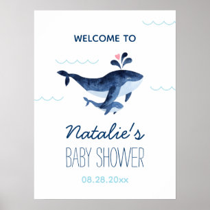 Whales Nautical Under Sea Baby Dusche Empfang Poster