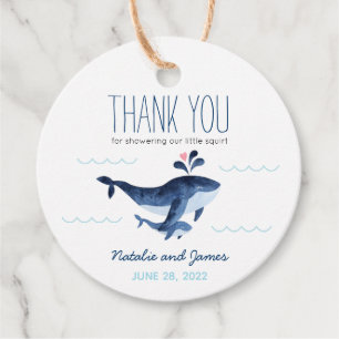 Whales Nautical Under Sea Baby Shower Geschenkmark Geschenkanhänger