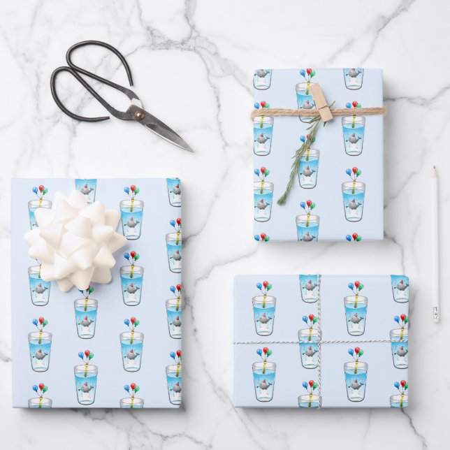 Whale's Pool Party Geschenkpapier Set (Vorderseite)