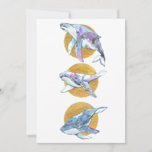 Whales Trio Fly Float and Dream Feiertagskarte