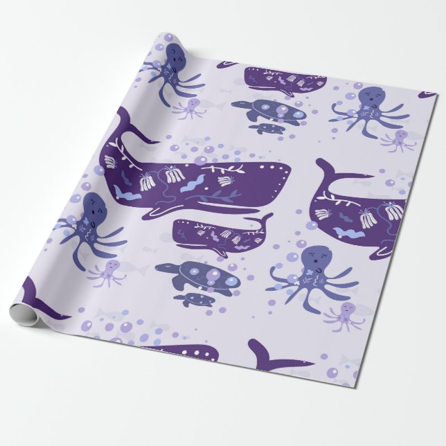 Whales, Turtles & Octopus Geschenkpapier (Ungerollt)
