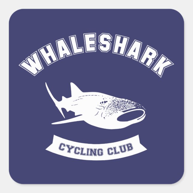 Whaleshark Radclub Quadratischer Aufkleber (Vorderseite)