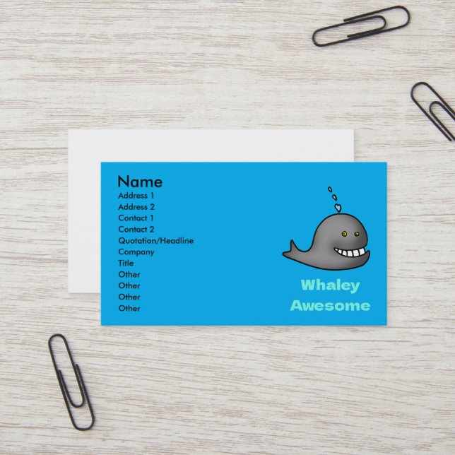 Whaley Awesome Funny Whale Pun Design Visitenkarte (Vorderseite/Rückseite Beispiel)