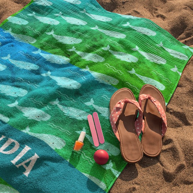 Whaley Cool Beach Handtuch - Individuelle Name Edi (Custom Name Smiling Whale Beach Towel
)