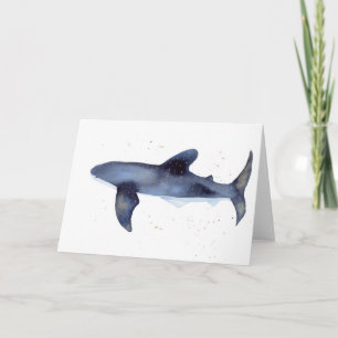 Whalshai Wasserfarbe mit Gold Blank Note Card Karte