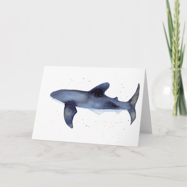 Whalshai Wasserfarbe mit Gold Blank Note Card Karte (Vorderseite)