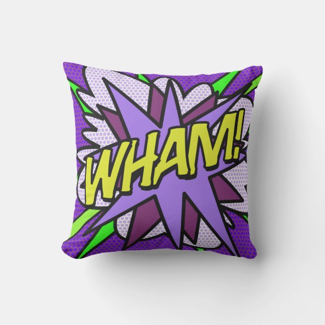 WHAM Comic Buchen Moderner Cooler Spaß Kissen (Vorderseite)