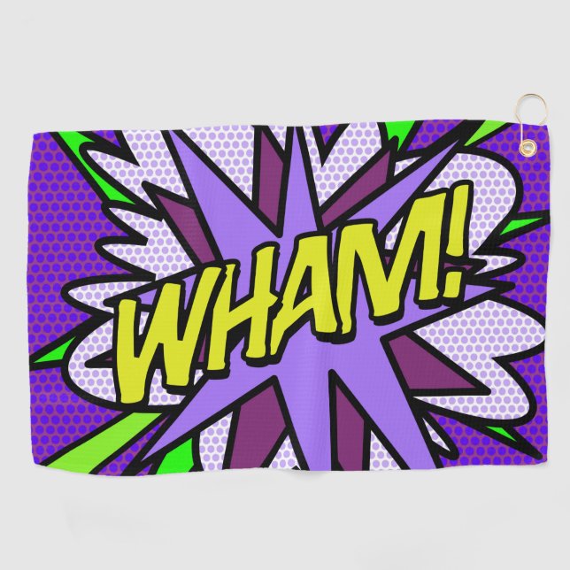 WHAM Cool Modern Comic Book Golfhandtuch (Horizontal)